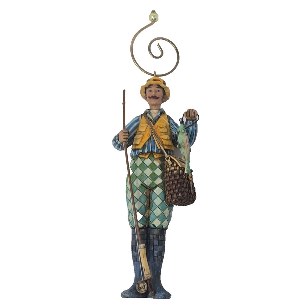 Jim Shore Heartwood Creek Good Day Fly Fisherman Figurine 5" Tall W Hanger JS2